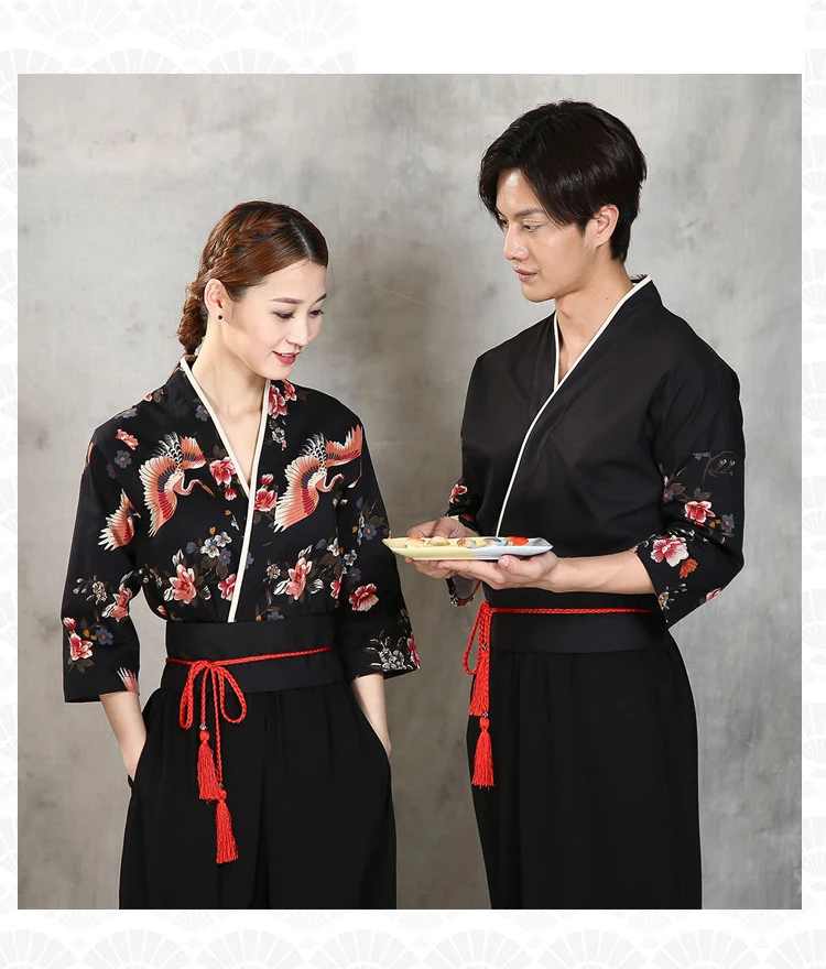 New Unisex Japanese Korea Style Medium Sleeve Cook Uniform Kimono