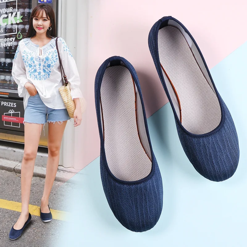 

2019 Summer New Style Middle-aged Fly Woven Anti-slip WOMEN'S Shoes Large Size Casual Mom Shoes Ultra-Light