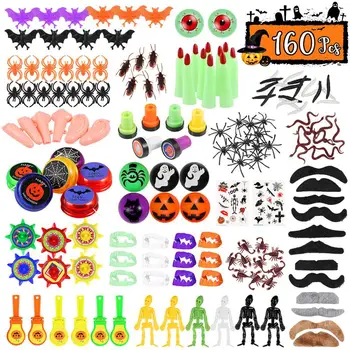 

160pcs Halloween Simulation Tricky Toys 20 Patterns Novelty Toys Set Party Favor Assortment for Halloween Trick or Treat Party