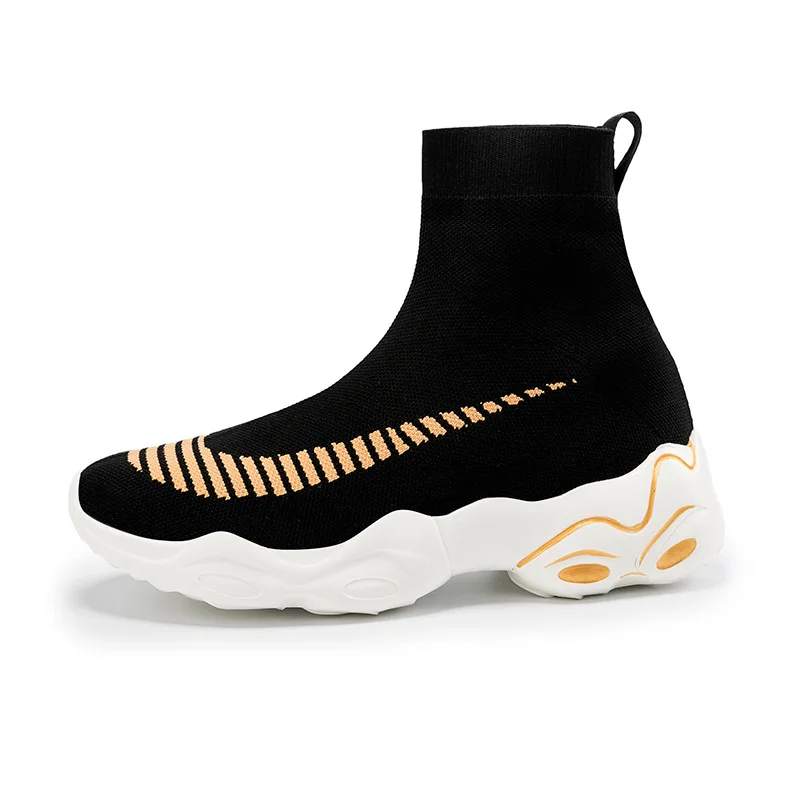 Men Shoes Casual Fashion Sneakers Stretch Fabric Breathable Light Slip-on High Help Socks Shoes Couple Shoes Plus Size 35-45