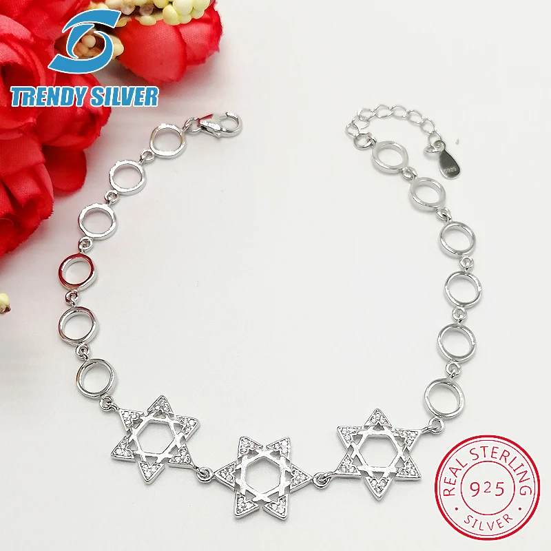

Женский браслет из стерлингового серебра 925 пробы с циркониевым браслетом, подарок для женщин, ювелирные изделия, ювелирные изделия, роскошная мода, Звезда Давида