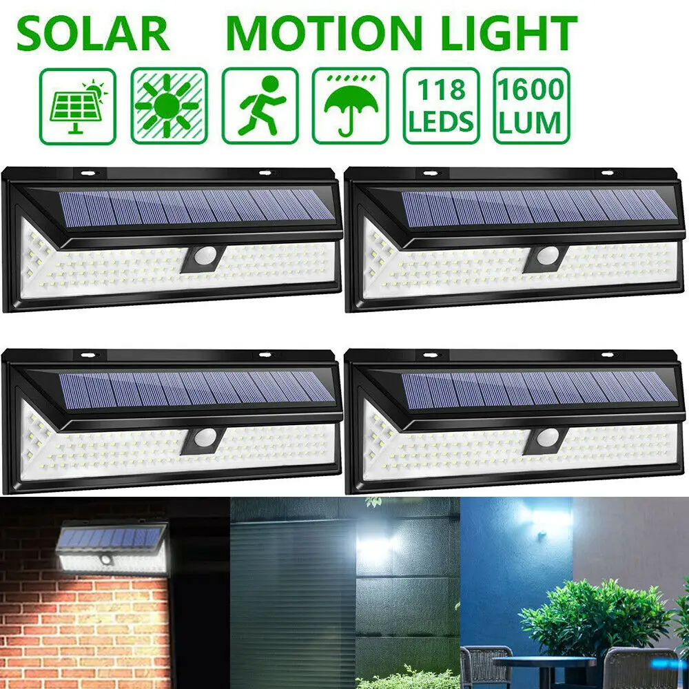 WAKYME 118 LED Solar Light Outdoor Motion Sensor Wall Lamp Waterproof Solar Powered Garden Security Floodlight Home Lighting