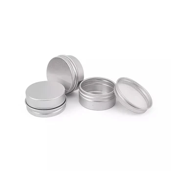 5ml--250ml Various Sizes Silver Metal Tin Cans Aluminium Container For Candles Making Cosmetic Aluminum Cans Aluminum Boxes Silver Aluminum Tins Cans Screw Top Round Candle Spice Tins Cans Lid Containers 2