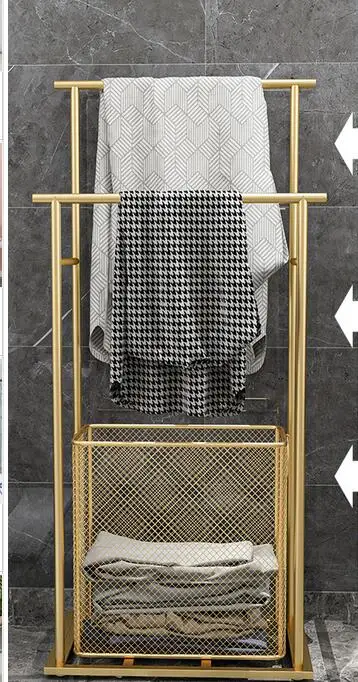 Toilet shelf floor towel towel rack hole free bathroom bathtub edge dirty clothes basket