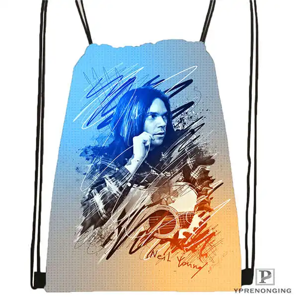Drawstring Backpack Индивидуальная походная сумка на шнурке Neil Young, милый рюкзак для детей(черная спинка), 31x40 см#180531-04-65 - Цвет: Drawstring Backpack