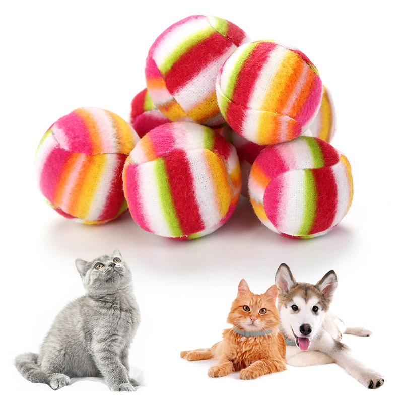 1PC Rainbow Ball Cat Toys built-in stone sounds attract cat attention Interactive Pet Kitten Scratch Cat Toys Funny Cat Ball Toy
