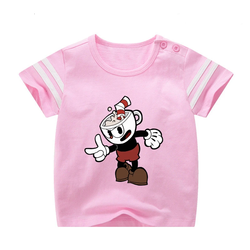 Boys or Girls Cuphead cartoon Kids sport motion T Shirt Children T-shirt Baby Toddler Summe Tops Anime cartoon Tees wholesale - Цвет: as picture
