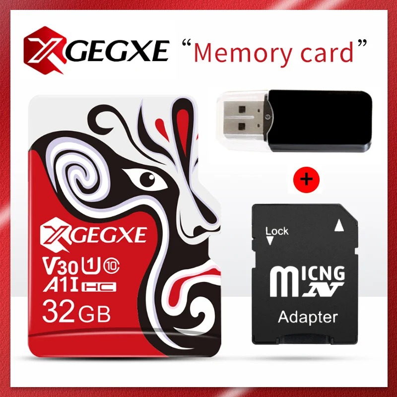 XGEGXE Новое поступление Китайская опера маска карта памяти 256 ГБ 16 ГБ/32 ГБ/64 Гб/128 ГБ U1 TF карта класс 10 Micro Sd для автомобиля dvr камера - Емкость: 32GB with gifts