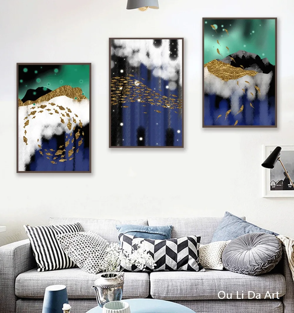 3pcs-Nordic-contracted-creative-abstract-golden-fish-canvas-printings-oil-painting-printed-on-canvas-wall-art