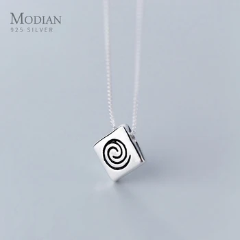 

Modian Mini Lovely Geometric Rhombus Sterling Silver 925 Pendant for Women Box Chain Necklace Japanese Style Fine Jewelry Bijoux