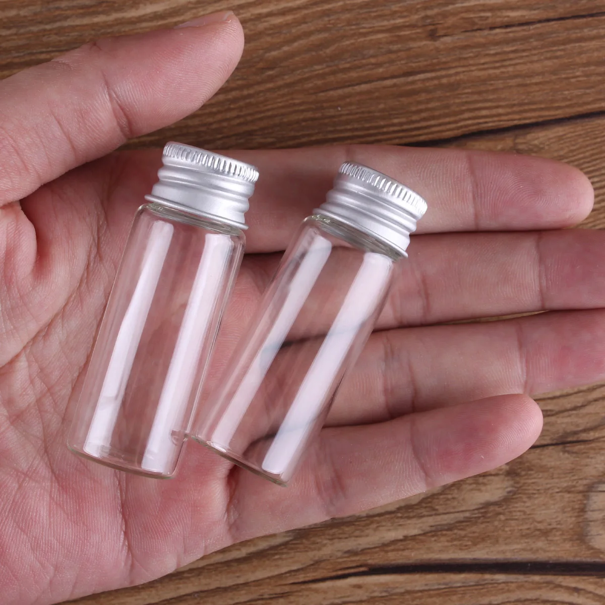 10 pieces 5ml/6ml/7ml/10ml/14ml/18ml/20ml/25ml/30ml Glass Bottles with  Aluminium Lids Small Mini Glass Jars 9 Sizes U-pick