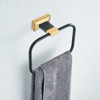 

FREE SHIP black GOLD color luxury Square design bathroom towel ring