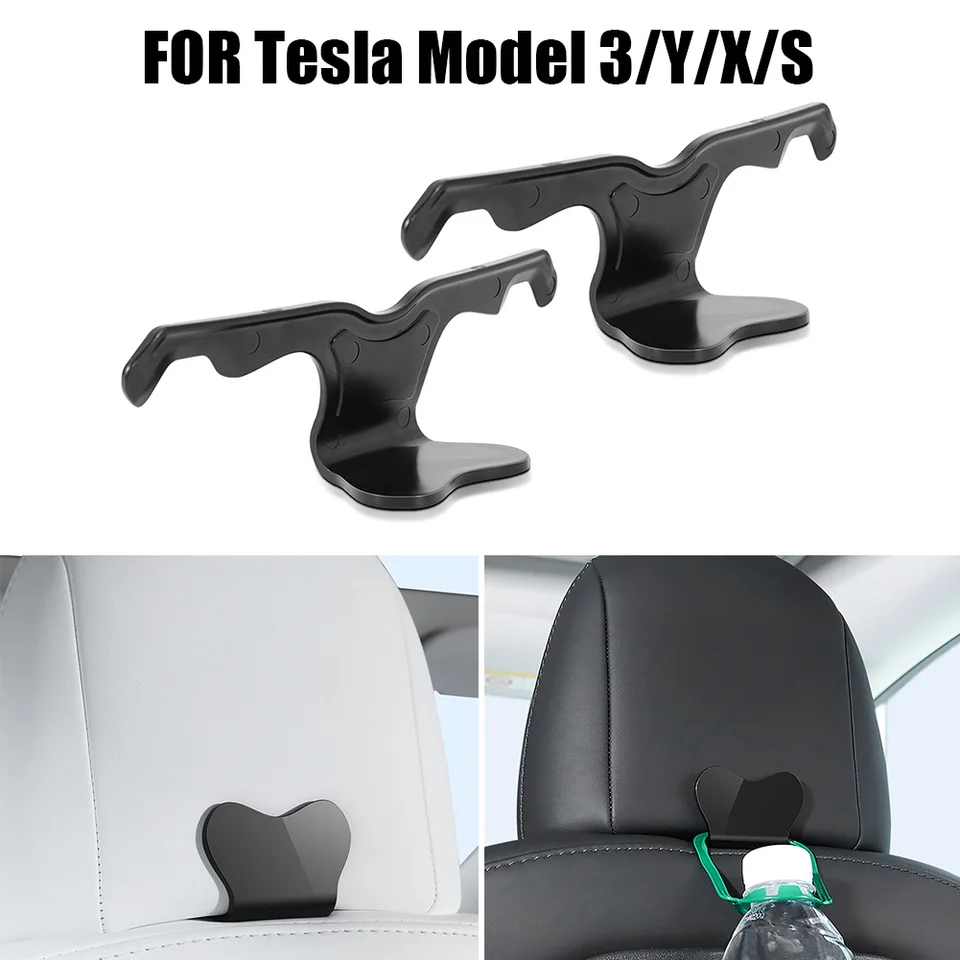 2Pcs Auto Sitz Zurück Haken für Tesla Modell 3 2021 Modell Y/X/S Auto Innen  Zubehör kopfstütze Organizer Aufhänger Halter Lagerung