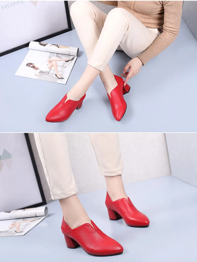 2020 Spring Autumn New Women's Shoes Fashion Thick Heel Round Head Leather High Heels Women Wedding Shoes Ladies Pumps VT725 (8)