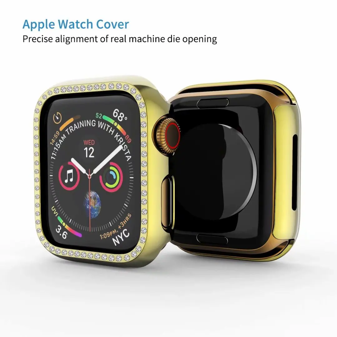 Роскошный чехол из поликарбоната с бриллиантами для Apple Watch 3 2 1 42 мм 38 мм защитный чехол для iWatch 40 мм 44 мм серия 4 5 бампер для часов