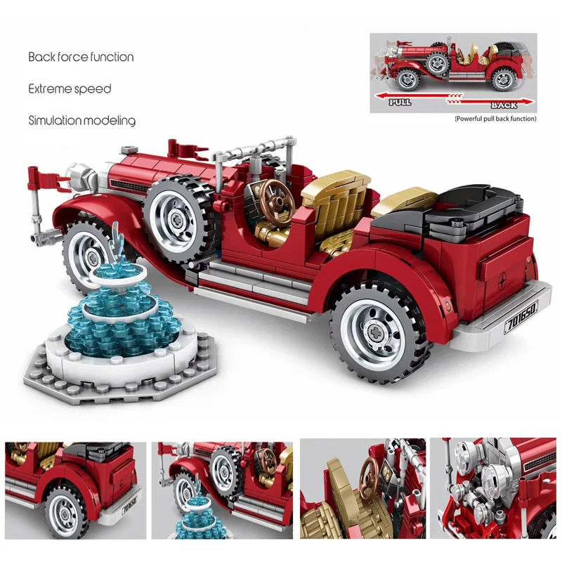 617 шт., серия Technic, винтажный автомобиль, классическая модель автомобиля, строительный блок, Классические игрушки для автомобиля, моделирование