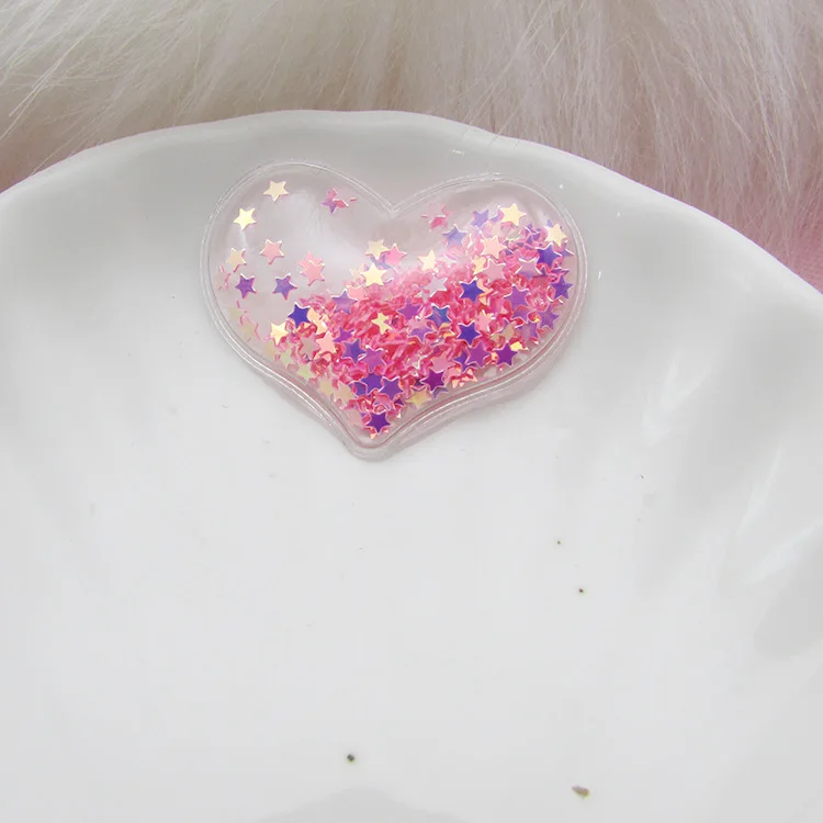 Heart rose red 20 шт прозрачный блеск зыбучие пески пентаграмма сердце любовь блестки DIY девушка ювелирное изделие в виде заколки ремесла материал милый орнамент патч - Цвет: Heart rose red