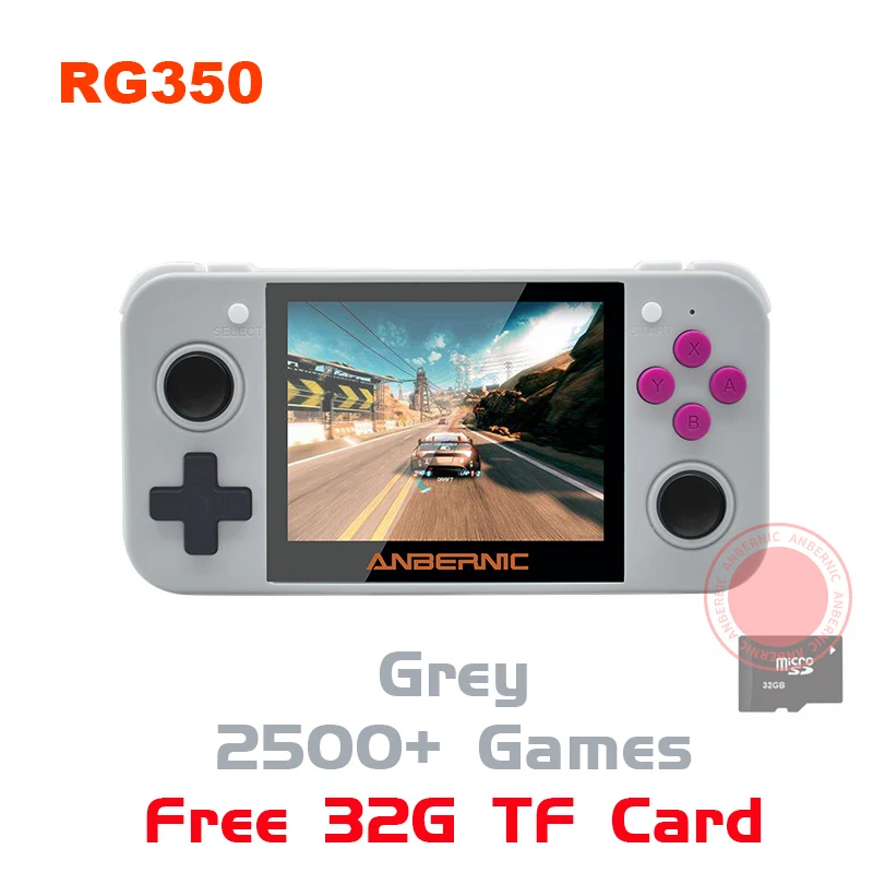 Grey PS1 ANBERNIC RG350 ips Ретро игры 350 видео игры обновление игровой консоли ps1 игра 64 бит opendingux 3,5 дюймов 2500+ игры rg350 - Цвет: Grey