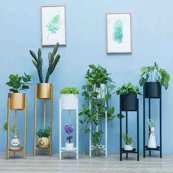 

598 Nordic flower stand living room wrought iron metal creative modern minimalist floor gold decoration indoor bar flower pot