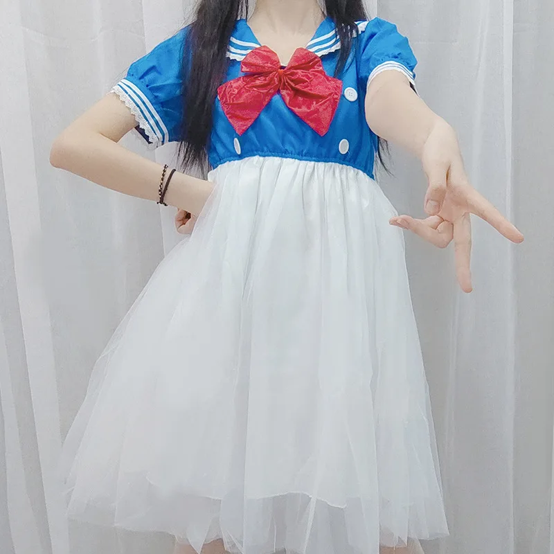 

Lolita Dress Cute Donald Duck Dress Anime Performance Costume Duck Character Dress Navy Wind Sailor School Uniform