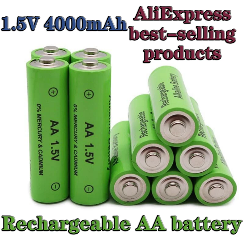 100 Original upgrade AA 1.5V 4000mAh Alkaline Rechargeable Battery For