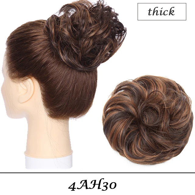 HAIRRO 80g Straight Donut Chignon Hairpieces Synthetic Ombre Elastic Updo Chignon Fluffy Messy Scrunchies Hair Bun For Women 4AH30