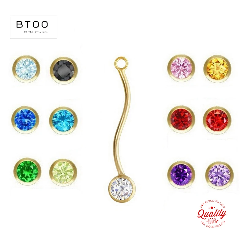 14K Gold Filled AAA Zircon Spiral Tube Bezel Drop Charm Birthstone Pendant  Pendant DIY Jewelry Findings Handmade Accessories