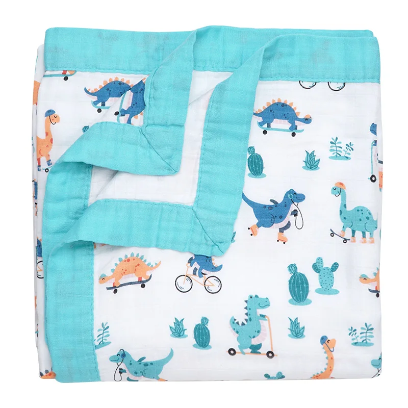 Muslinlife детские одеяла для новорожденных пеленать 4 слоя бамбуковые хлопковые подгузники из муслина многофункциональное детское банное полотенце дропшиппинг Infantil - Цвет: The dinosaur