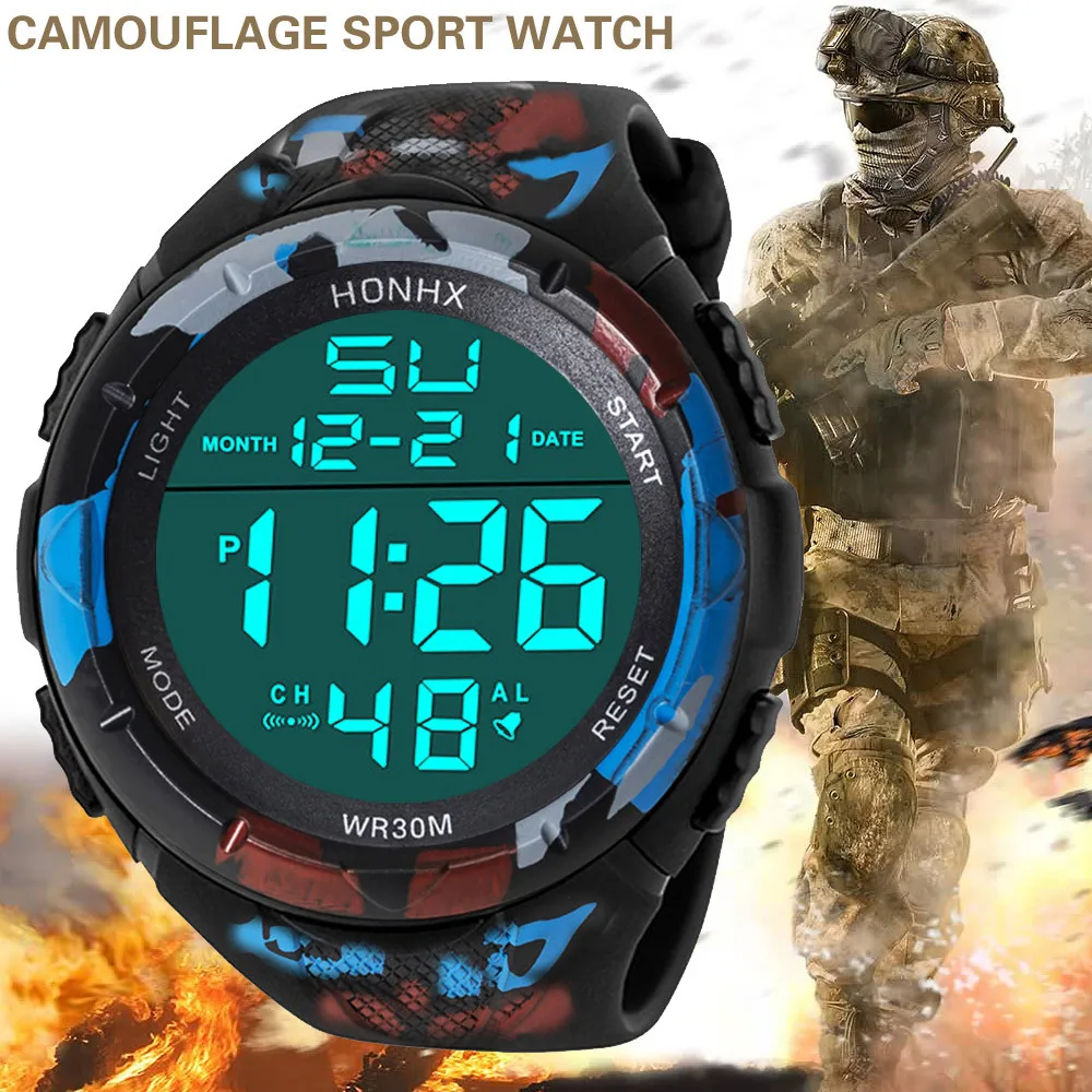 Fashion Men Led Digital Watch Waterproof Date Military Sport Rubber Quartz Watch Alarm Sport Digital Watches Reloj Hombre 2022
