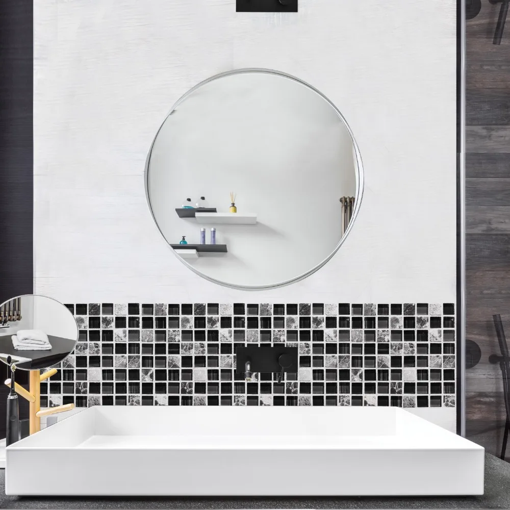 6 шт. самоклеющиеся мозаичные плитки стикеры кухня ванная комната моделирование наклейки для настенной плитки декор Водонепроницаемая палка отделка из ПВХ# 3F