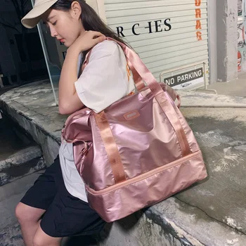 

New Solid Color Pearl Shoulder Bag Woman's Multifunctional Travel Bag Unisex Large Capacity Separate Wet Dry Fitness Tote Bag