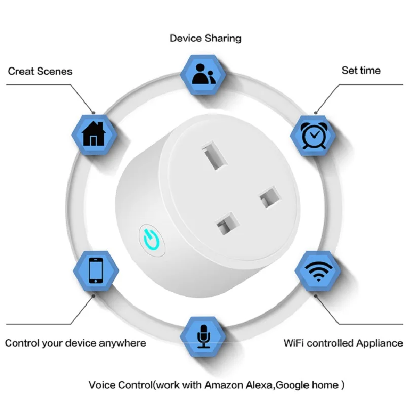 Tuya 16A монитор питания Wifi умная розетка мини вилка Великобритания WiFi Пульт