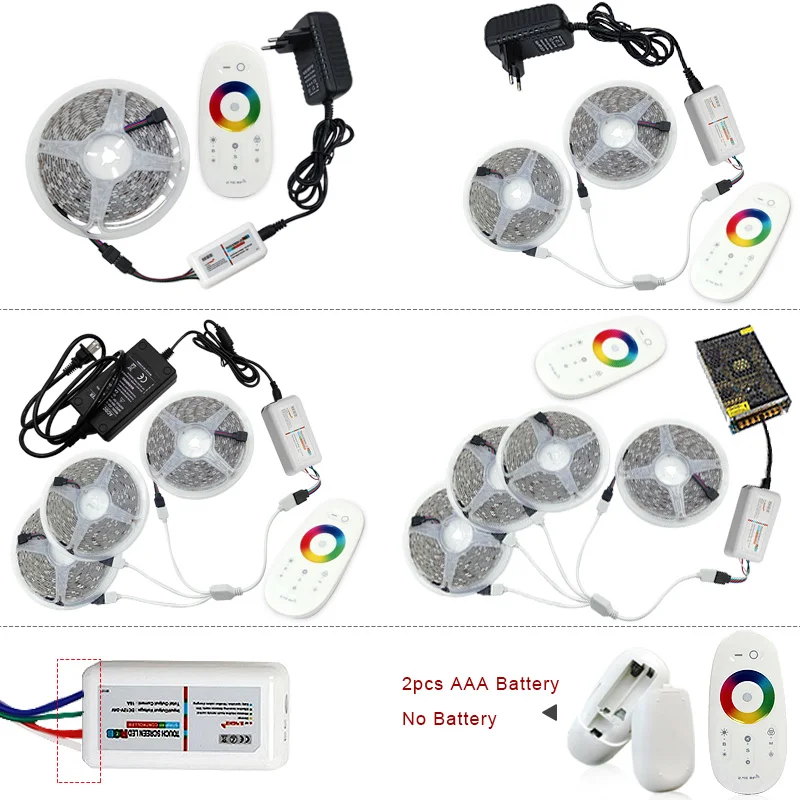 5050 LED Strip RGB  RGBW  RGBWW 5M 300LEDs RGB Color Changeable Flexible LED Light + Remote Controller + 12V 3A Power Adapter (2)