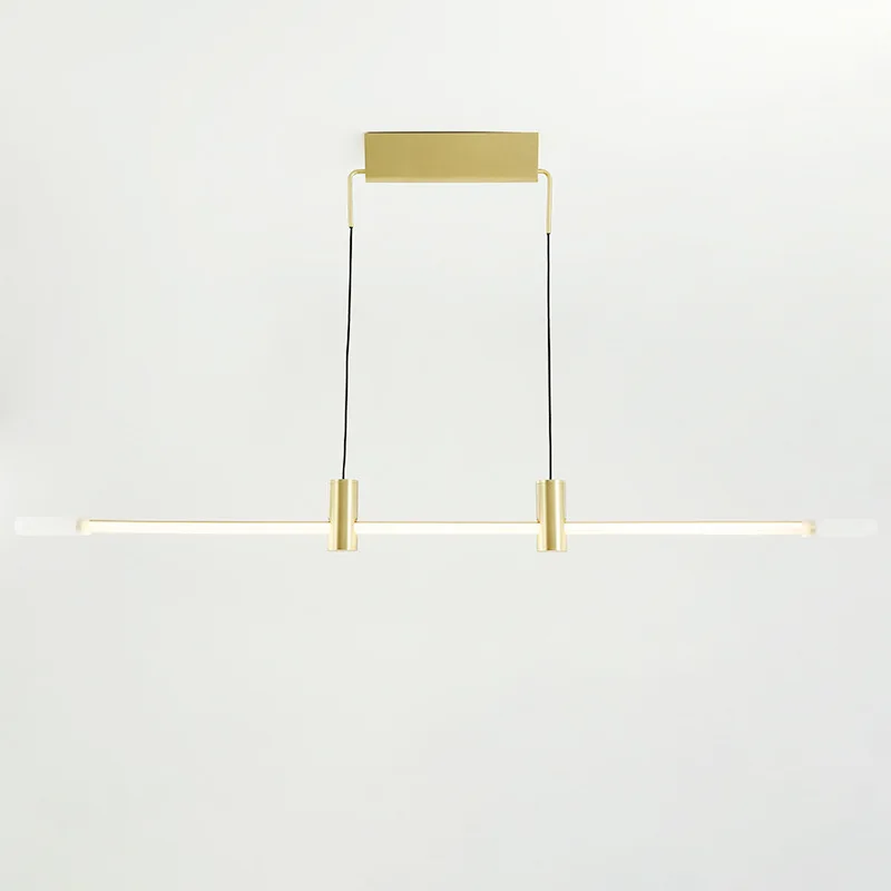 

2020 postmodern simple light luxury restaurant designer LED chandelier Nordic creative bar strip chandelier