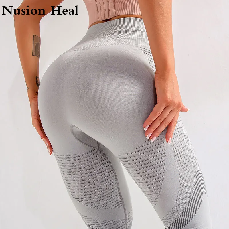 High Waist Fitness Gym Leggings Women Seamless Energy Tights Workout Running Activewear Yoga Pants Hollow Sport Trainning Wear