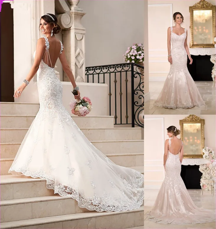 

vestido de noiva Sexy Backless Sweetheart Sleeveless Beading Appliques Lace Vintage bridal gown 2018 mother of the bride dresses