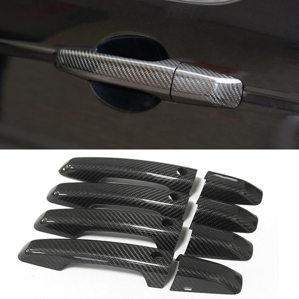 8pcs Lhd/rhd Dry Real Carbon Fiber Door Handle Cover For Jaguar Epace