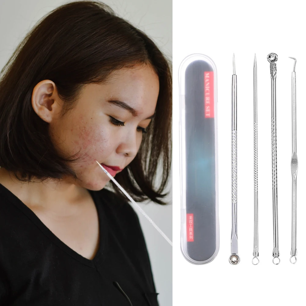 1/4pcs Portable Stainless Steel Pimple Blemish Extractor Acne Removal Needles Blackhead Remover Women Skin Care Tools