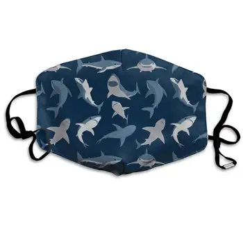 

Mouth Mask Angry Shark Pattern Fashion Earloop Face Mask For Kids Teens Men Women Winter Summer