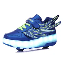 Детские кроссовки с двумя колесами, светящийся светодиодный световой ролик, обувь для катания на коньках для детей, обувь с подсветкой для мальчиков и девочек