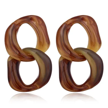 

earrings Fashion Exaggerated Acrylic Geometric Women Large Pendant Trend Fashion Jewelry 2020 new Dark Resin Chain earring