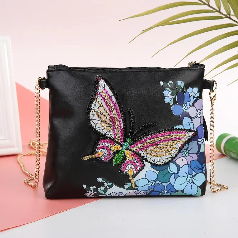 DIY Flower Special Shaped Diamond Painting Leather Crossbody Bags Chain Women Clutch Shoulder Bag Valentine's Day Gift