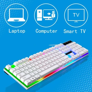 

G21 Wired USB Gaming Keyboard 104 Keys Keyboard Flexible Polychromatic LED Lights Computer Mechanical Feel Backlit Game Keyboard