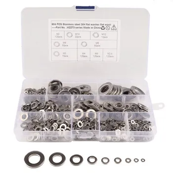 

684Pcs M2-12M Flat Gaskets Stainless Steel Washer Round Flat Spacer Washer for Bolt Screw Thickness Circular Round Gasket