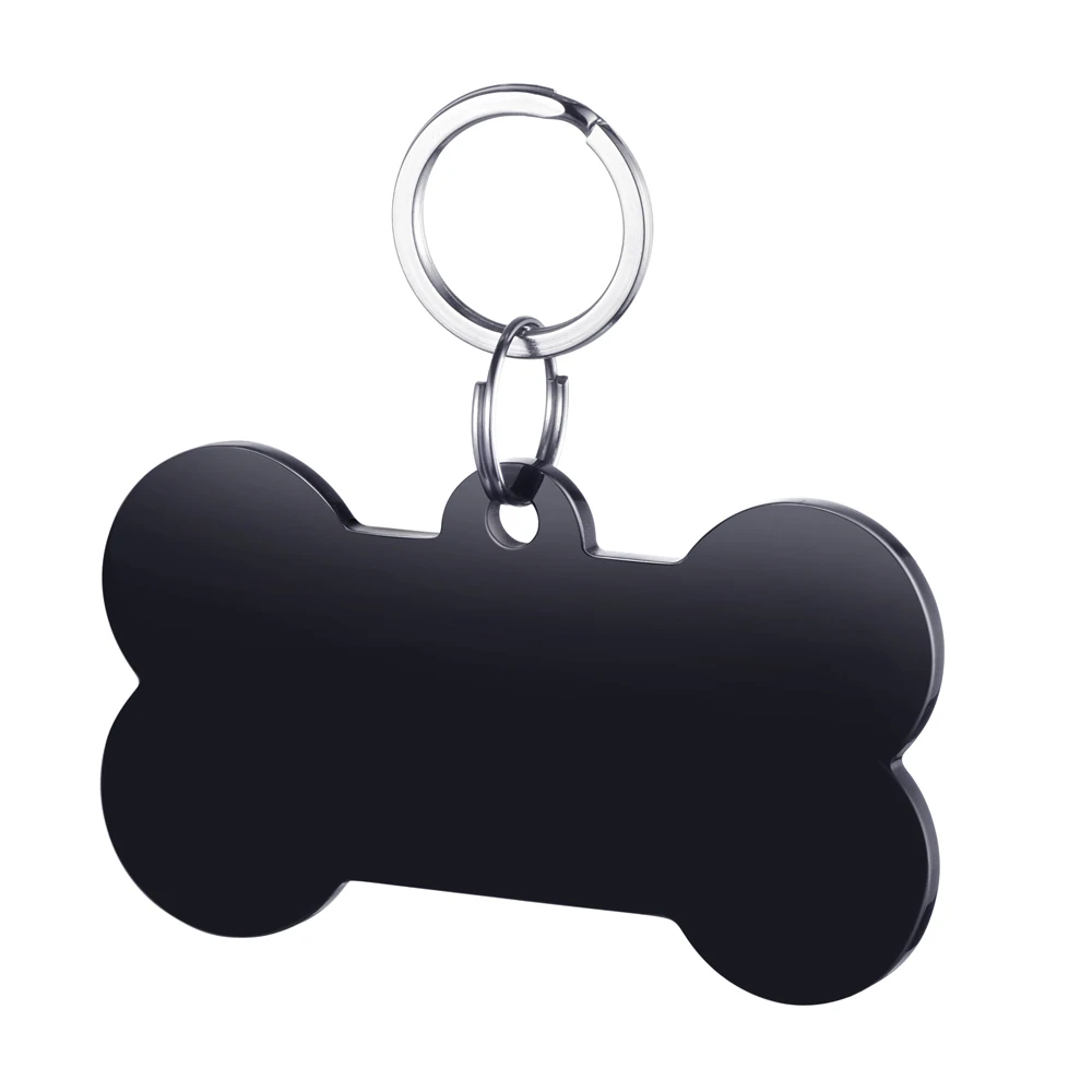 Пустой жетон для домашних животных из нержавеющей стали - Цвет: bone black