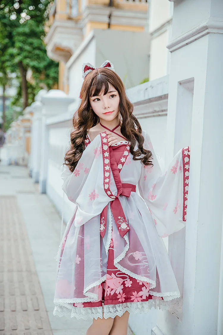 

Princess sweet lolita dress Japanese Soft Girl Goldfish Lolita Dress Kimono Laurie's annual show cos dress women HWK086
