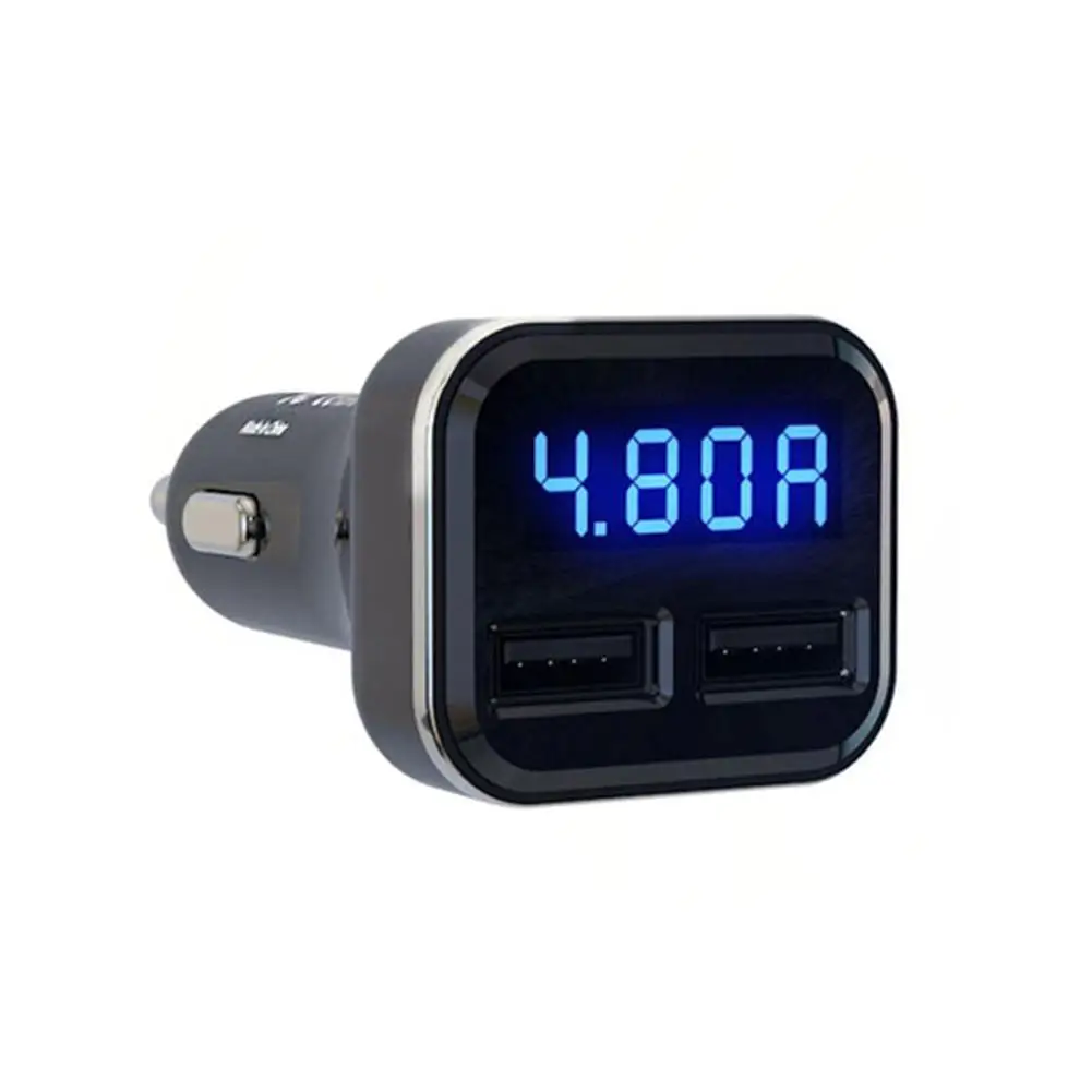 4.8A автомобильное USB зарядное устройство Quick Charge 12-24V Зажигалка на электропитании 2 порта ЖК-дисплей