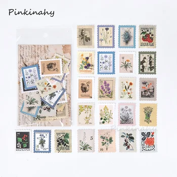 

46Sheets Vintage Floriography Plants Stamp Collection Diary Stickers Retro Stamps Scrapbooking Cute Bullet Journal Sticker Label