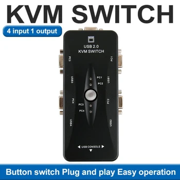 

KVM Switch VGA USB 2.0 vga splitter Box for USB keyboard mouse monitor adapter usb Printer 4 Input 1 Output Switch Box Adapter