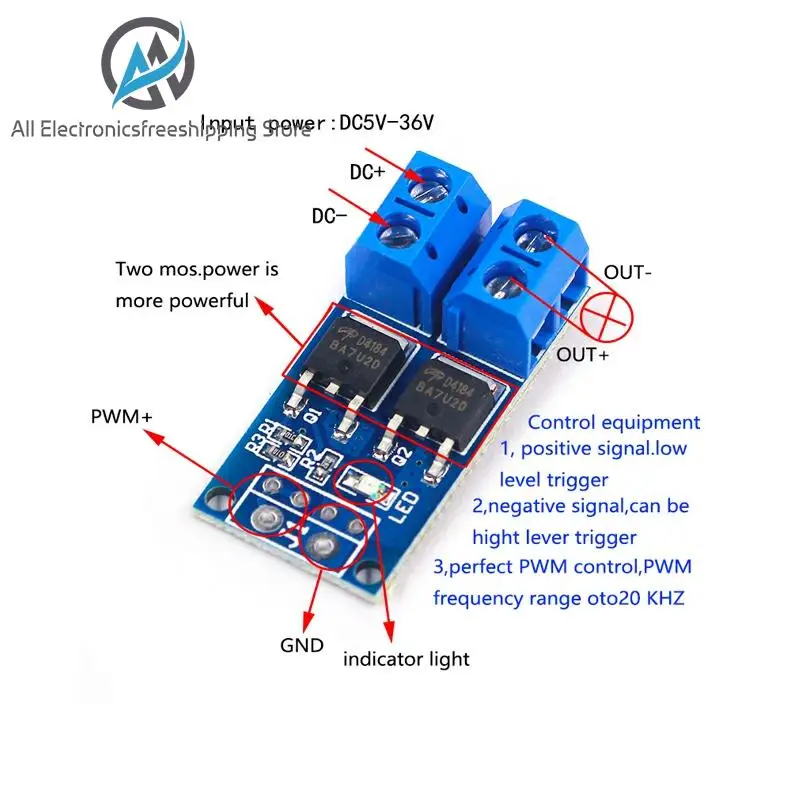 15A 400W MOS FET interruptor de disparo Módulo regulador PWM regulador Panel de Control ► Foto 1/5